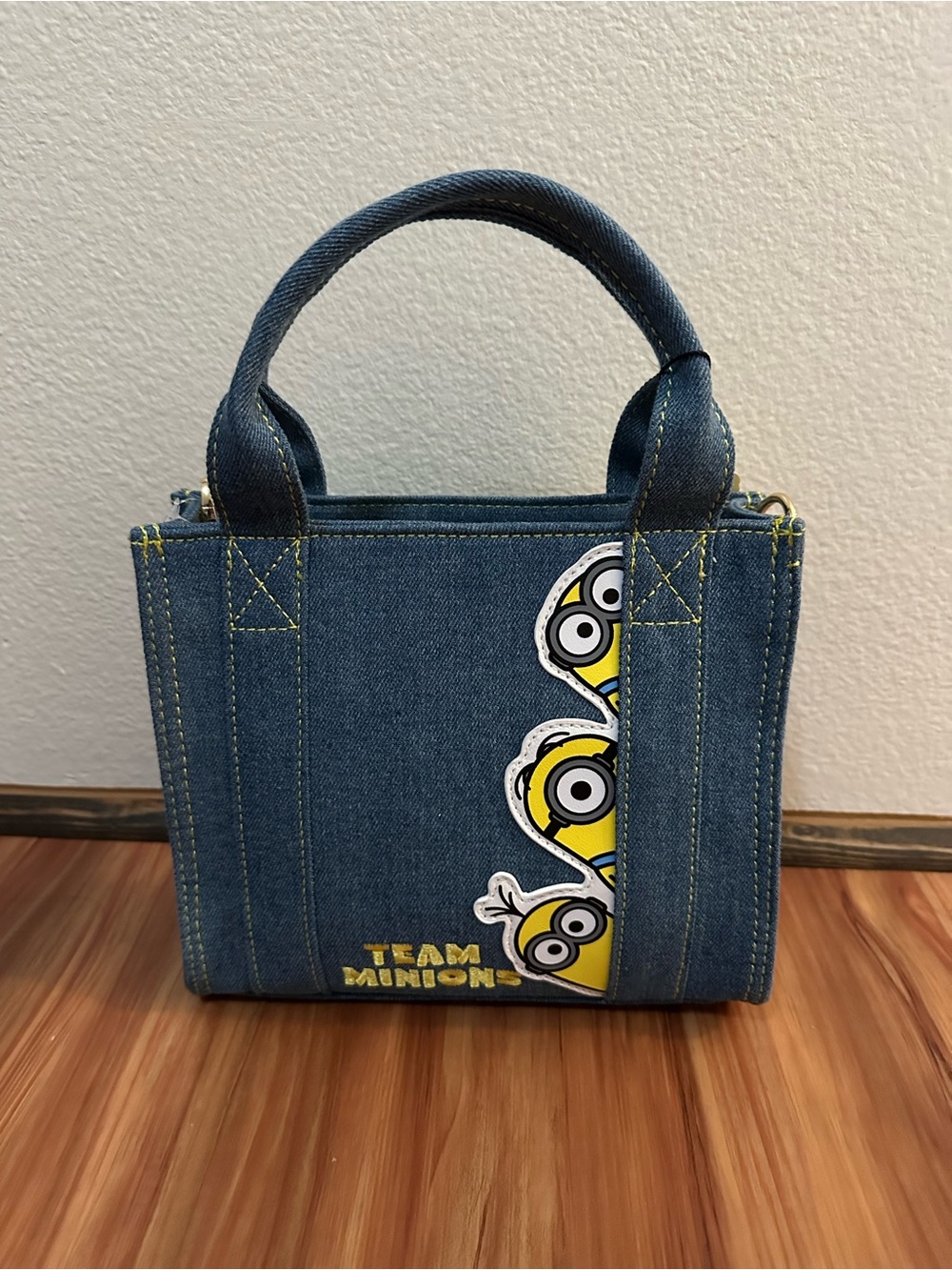 NWT Primark Minions Denim 'Team Minion' Mini Tote Bag - Blue